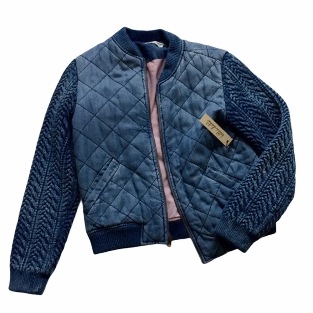 Anthropologie Bella Dahl Quilted Bomber Jacket Blue XS - Picture 2 of 8